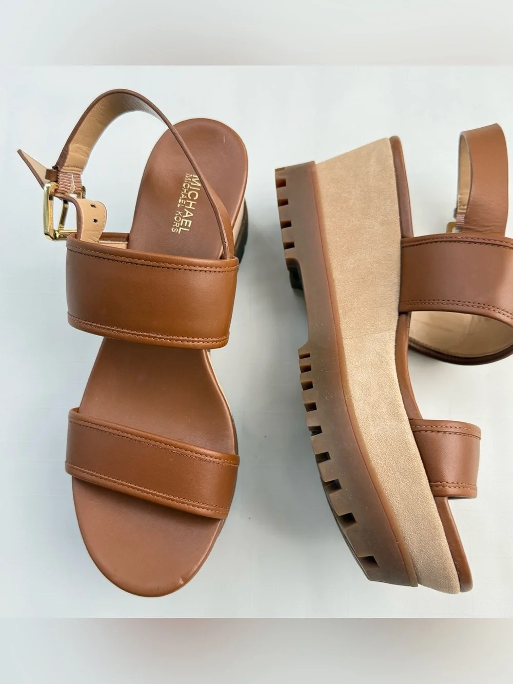 MICHAEL Michael Kors Cognac Double-Strap Platform Sandal